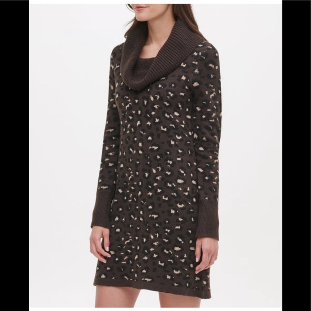 NWOT Tommy Hilfiger Leopard Sweater Dress - Picture 2 of 4